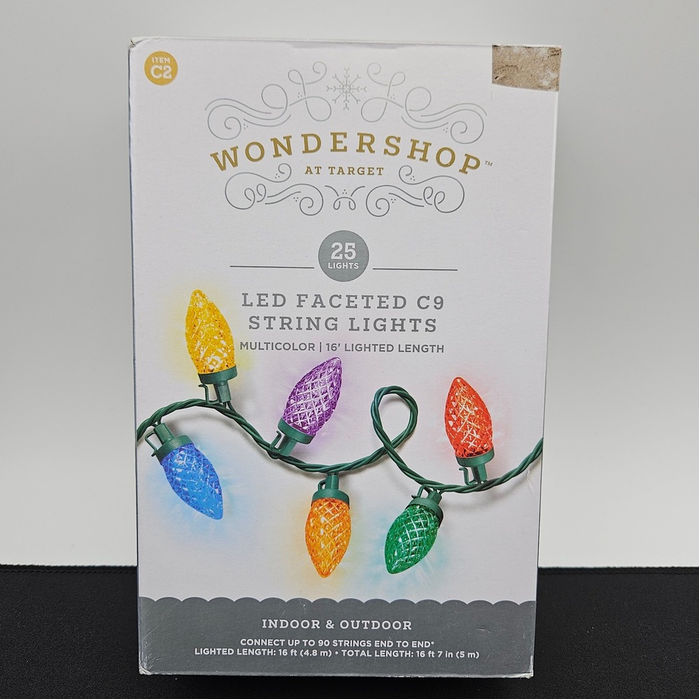 Wondershop LED Faceted C9 String‎ Lights 25ct Multicolor 16ft Indoor Outdoor C2
